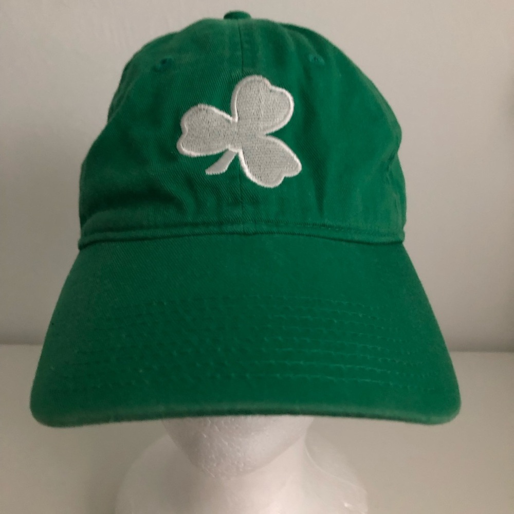 Green Hat with White Embroidered Clover